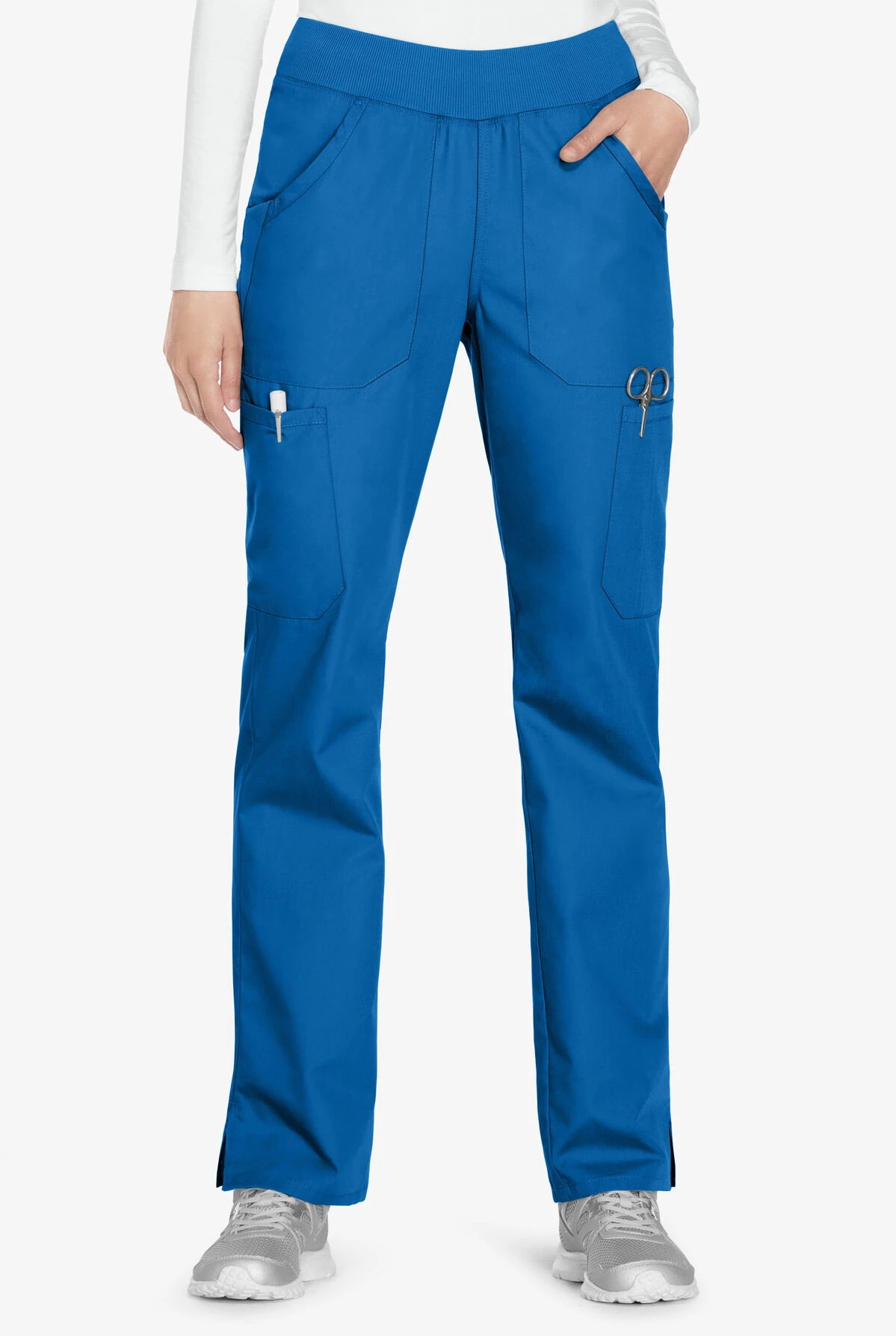 Cherokee Workwear Women's 6-Pocket Rib-Knit Waistband Pull-On Cargo Scrub Pants 3 Cherokee Workwear Women's 6-Pocket Rib-Knit Waistband Pull-On Cargo Scrub Pants