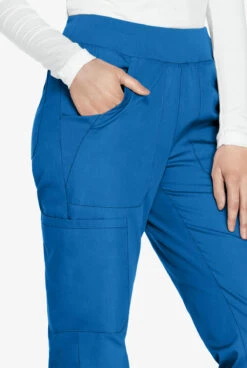 Cherokee Workwear Women's 6-Pocket Rib-Knit Waistband Pull-On Cargo Scrub Pants - Tall -Scrubs Wear Store CK210 ROYAL 2 HV 1