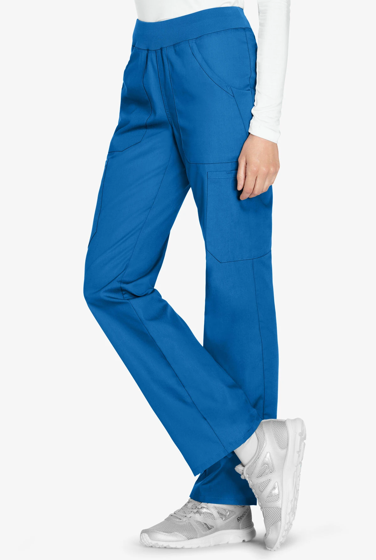 Cherokee Workwear Women's 6-Pocket Rib-Knit Waistband Pull-On Cargo Scrub Pants 5 Cherokee Workwear Women's 6-Pocket Rib-Knit Waistband Pull-On Cargo Scrub Pants - Image 3