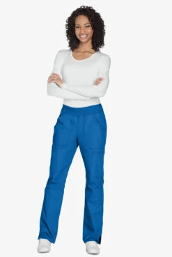 Cherokee Workwear Women's 6-Pocket Rib-Knit Waistband Pull-On Cargo Scrub Pants - Tall -Scrubs Wear Store CK210 ROYAL 6 S 1