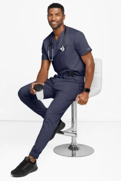 UA Exclusive Cherokee Workwear Professionals Active Men's 5-Pocket STRETCH Jogger Scrub Pants -Scrubs Wear Store CK215 NAVY 4