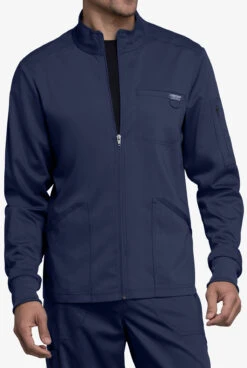 Cherokee Workwear Revolution Men's 5-Pocket STRETCH Zip Front Scrub Jacket -Scrubs Wear Store CK320 NAVY 3 HV