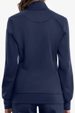 Cherokee Workwear Revolution Women's 3-Pocket STRETCH Fleece Inner Zip Front Scrub Jacket -Scrubs Wear Store CK371 NAVY 4