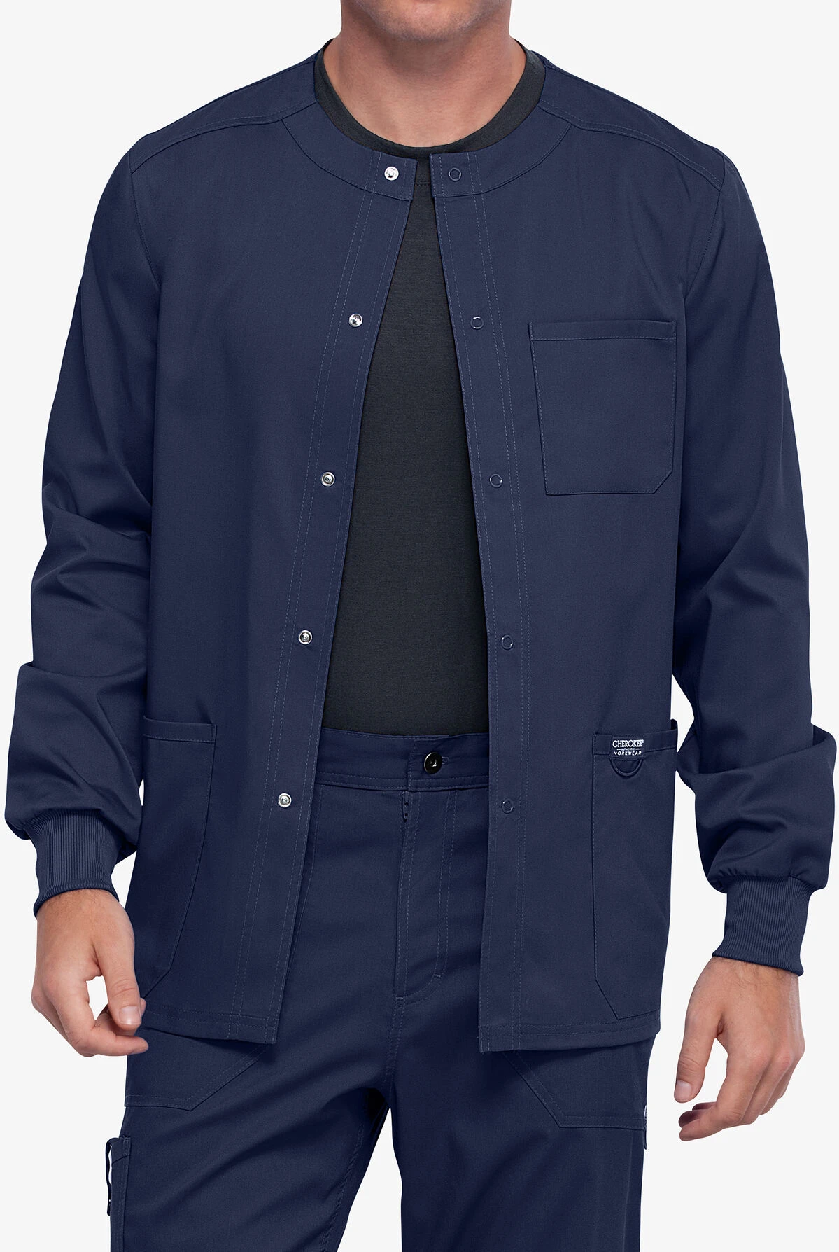 Cherokee Workwear Revolution Men's 3-Pocket STRETCH Snap Front Scrub Jacket 4 Cherokee Workwear Revolution Men's 3-Pocket STRETCH Snap Front Scrub Jacket - Image 2
