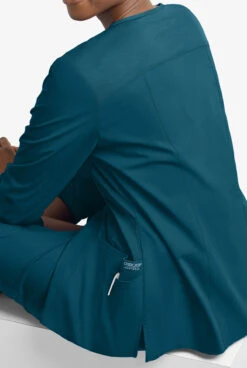 UA Exclusive Cherokee Workwear Professionals Active Women's 4-Pocket STRETCH Zip Front Scrub Jacket -Scrubs Wear Store CK390 CARIB 4