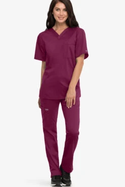 Cherokee Workwear Revolution Unisex 1-Pocket STRETCH V-Neck Scrub Top 9 Cherokee Workwear Revolution Unisex 1-Pocket STRETCH V-Neck Scrub Top -Scrubs Wear Store CK625 WINE 6