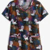 Cherokee Tooniforms Disney Celebrating Meow Women's 2-Pocket V-Neck Print Scrub Top -Scrubs Wear Store CK633ACB 1