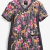 Cherokee Iflex Spotted In The Wild Women's 4-Pocket V-Neck STRETCH Print Scrub Top -Scrubs Wear Store CK636SPI 1