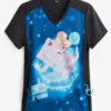 Cherokee Tooniforms Disney Don’t Be Late Women's 1-Pocket V-Neck Print Scrub Top -Scrubs Wear Store CK637PRD 1