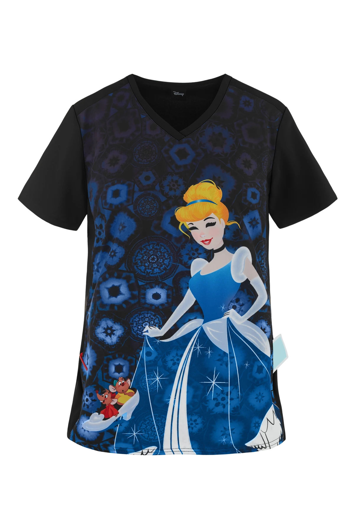 Cherokee Tooniforms Disney Glass Slipper Women's 1-Pocket V-Neck Print Scrub Top 3 Cherokee Tooniforms Disney Glass Slipper Women's 1-Pocket V-Neck Print Scrub Top