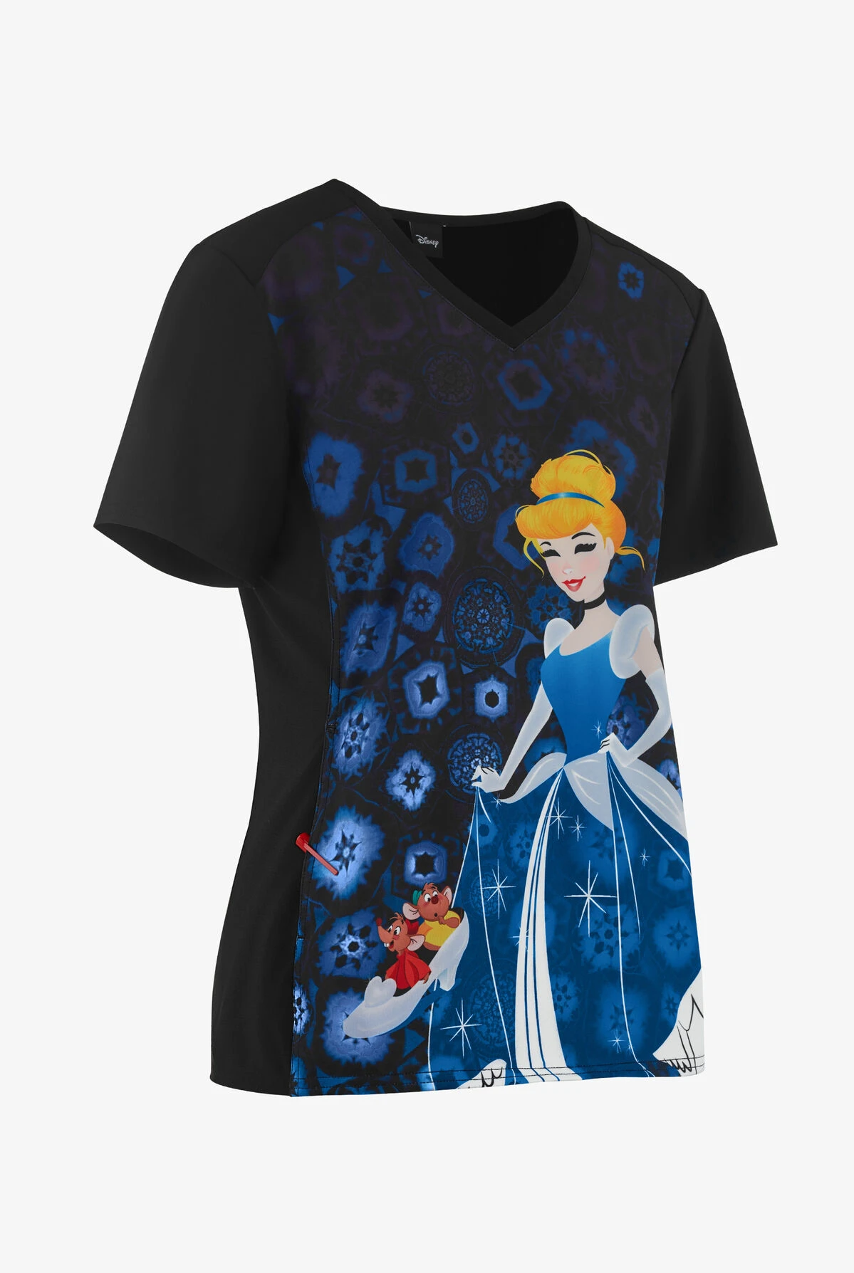 Cherokee Tooniforms Disney Glass Slipper Women's 1-Pocket V-Neck Print Scrub Top 5 Cherokee Tooniforms Disney Glass Slipper Women's 1-Pocket V-Neck Print Scrub Top - Image 3