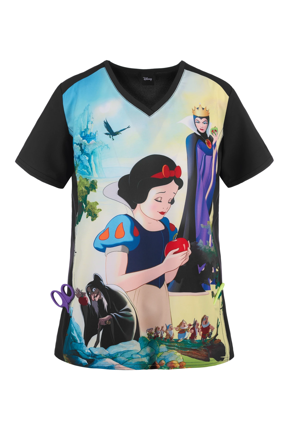 Cherokee Tooniforms Disney Enchanted Women's 1-Pocket V-Neck Print Scrub Top 3 Cherokee Tooniforms Disney Enchanted Women's 1-Pocket V-Neck Print Scrub Top