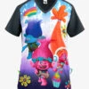 Cherokee Tooniforms Trolls Musical Genius Women's 1-Pocket V-Neck Print Scrub Top -Scrubs Wear Store CK637TOM 1