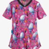 Cherokee Tooniforms DreamWorks Trolls Diamond Dance Women's 3-Pocket V-Neck Print Scrub Top -Scrubs Wear Store CK646TOD 1