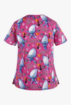 Cherokee Tooniforms DreamWorks Trolls Diamond Dance Women's 3-Pocket V-Neck Print Scrub Top -Scrubs Wear Store CK646TOD 2