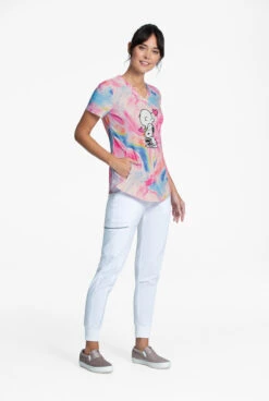 Cherokee Tooniforms Peanuts Dog's Best Friend Women's 2-Pocket V-Neck Print Scrub Top -Scrubs Wear Store CK752PNE 2 S