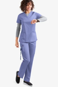 UA Flex2 Women's 7-Pocket Flat Front Cargo STRETCH Scrub Pants - Petite -Scrubs Wear Store F2691 CEIL 2