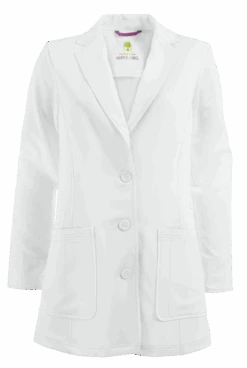 Healing Hands White Coat Minimalist Women's 32" 3-Pocket STRETCH Lab Coat