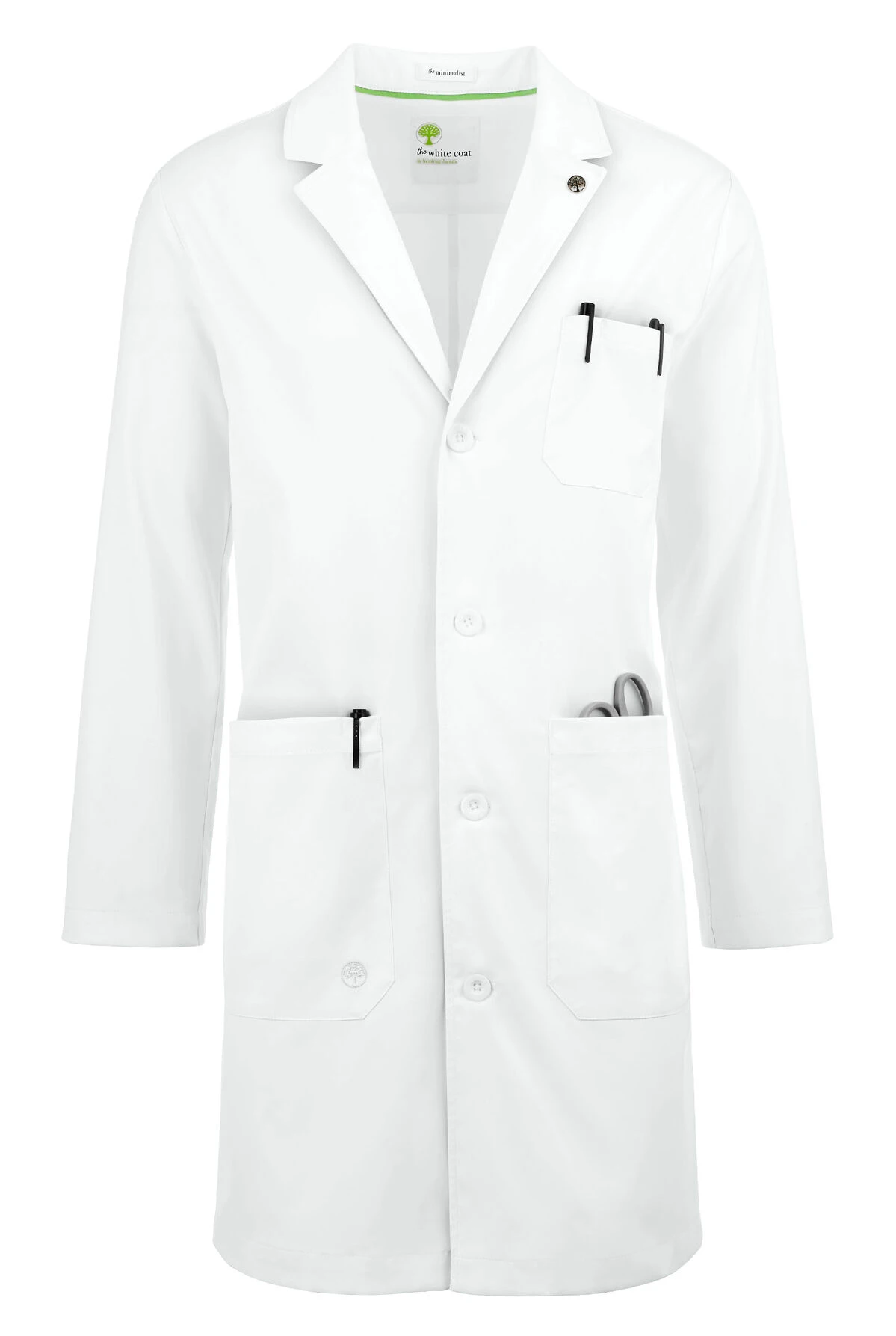 Healing Hands White Coat Minimalist Men's 38" 5-Pocket STRETCH Lab Coat 3 Healing Hands White Coat Minimalist Men's 38" 5-Pocket STRETCH Lab Coat