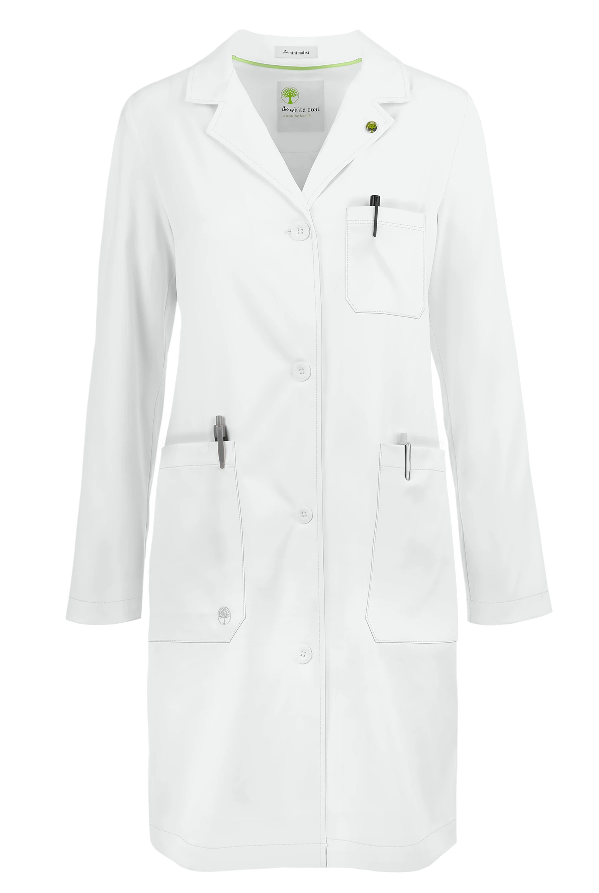 Healing Hands White Coat Minimalist Women's 37 ½" 5-Pocket STRETCH Lab Coat 3 Healing Hands White Coat Minimalist Women's 37 ½" 5-Pocket STRETCH Lab Coat