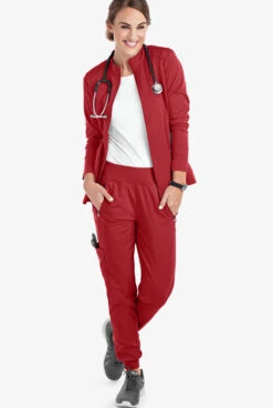 Healing Hands Purple Label Tara Women's 6-Pocket STRETCH Jogger Cargo Scrub Pants -Scrubs Wear Store HE9233 RED 3