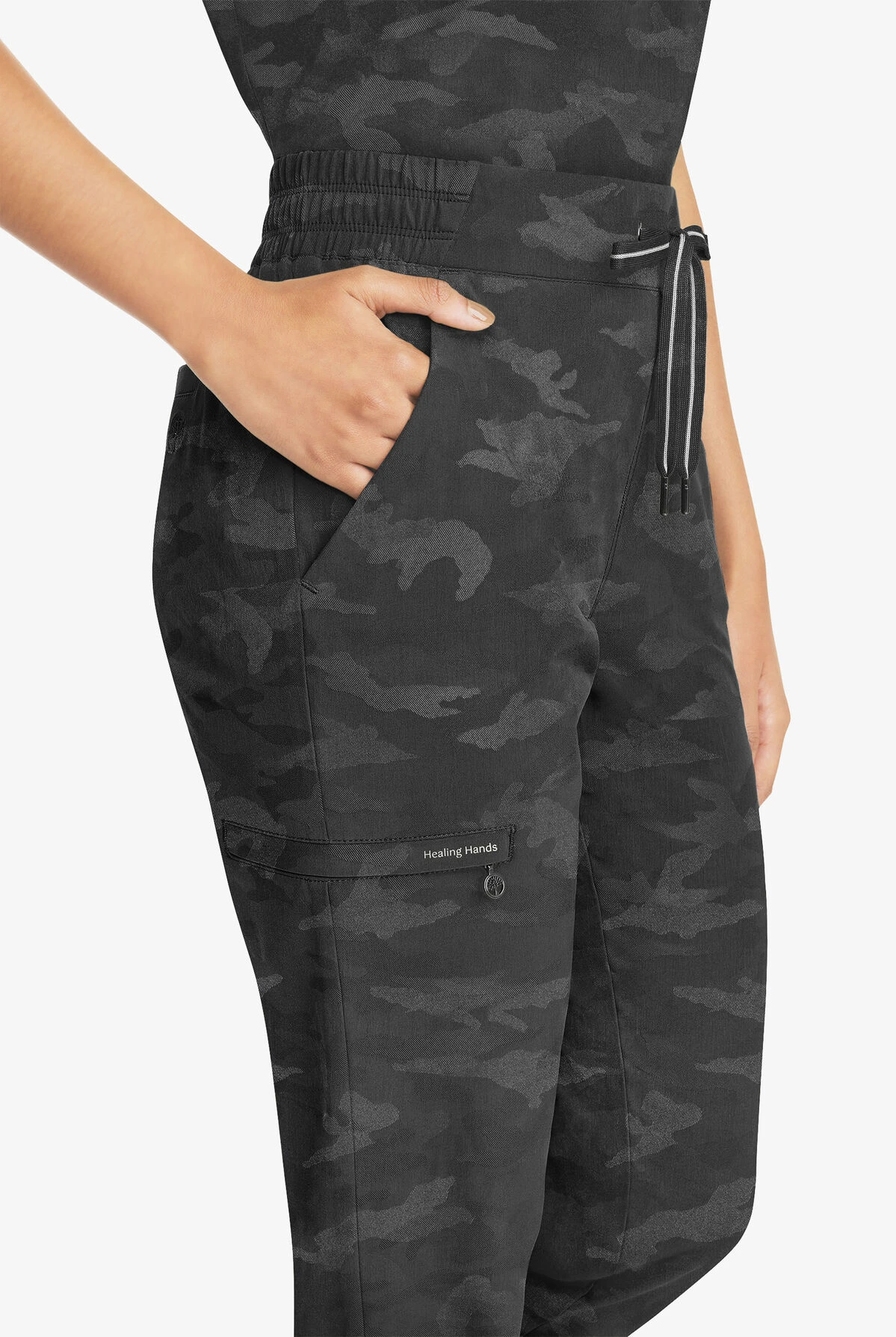 Healing Hands Purple Label Tate Camo Women's 5-Pocket STRETCH Jogger Scrub Pants - Petite 5 Healing Hands Purple Label Tate Camo Women's 5-Pocket STRETCH Jogger Scrub Pants - Petite - Image 3