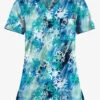 UA Butter-Soft Stretch Big City Flurry Bright Teal Women's 1-Pocket V-Neck Tuck-In Printed Scrub Top -Scrubs Wear Store HTS452BFBT 092823 1