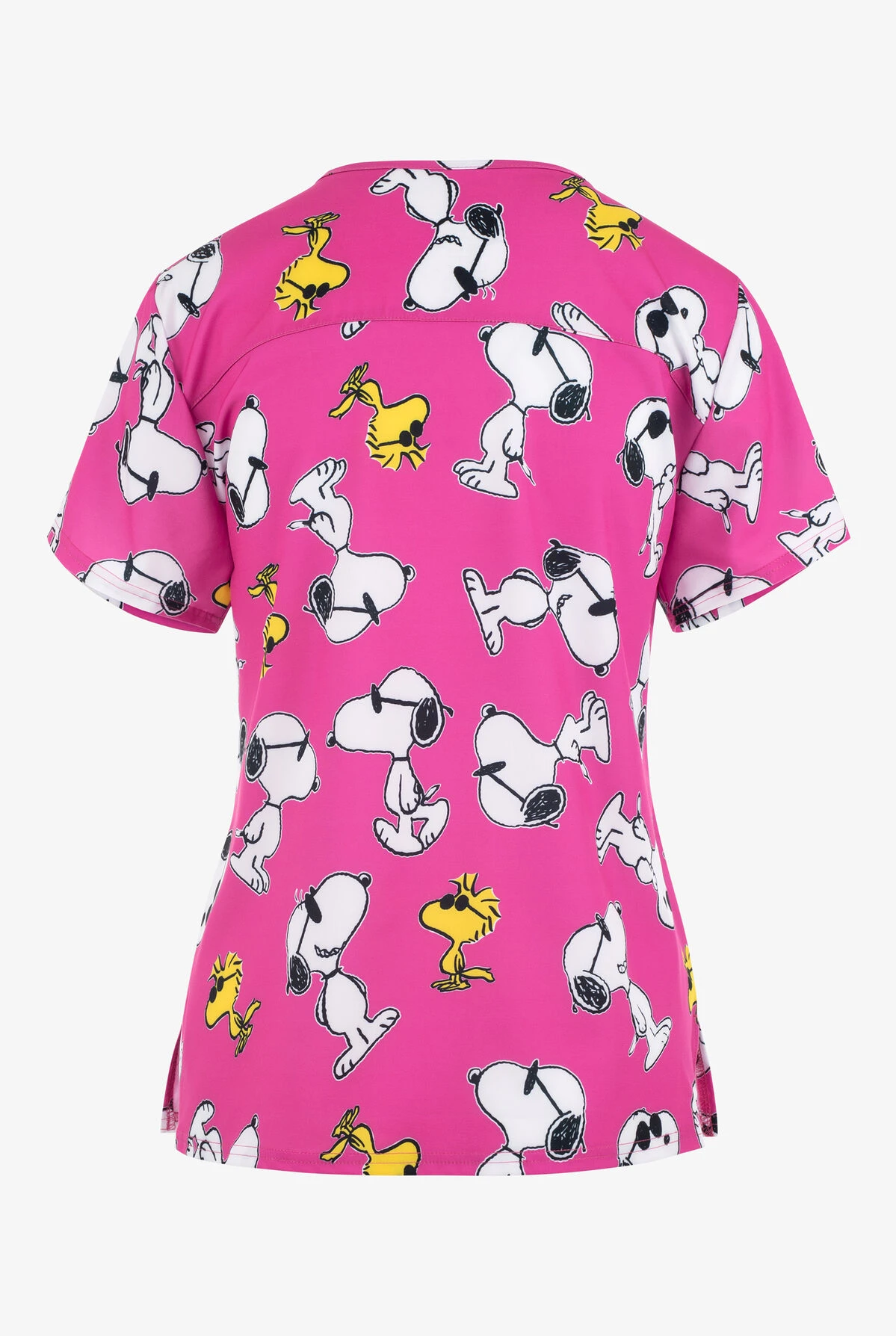 FUNSCRUBS Peanuts Stylish Snoopy Everywhere Women's 2-Pocket STRETCH V-Neck Print Scrub Top 4 FUNSCRUBS Peanuts Stylish Snoopy Everywhere Women's 2-Pocket STRETCH V-Neck Print Scrub Top - Image 2