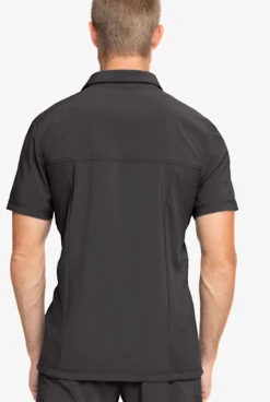 Cherokee Infinity Men's 1 Zippered Pocket STRETCH Rib-Knit Polo Scrub Top -Scrubs Wear Store IN825 PEWTE 3