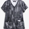 Koi Lite™ Houndstooth Platinum Eve Women's 2-Pocket Y-Neck Print Scrub Top -Scrubs Wear Store K1007HSP 1