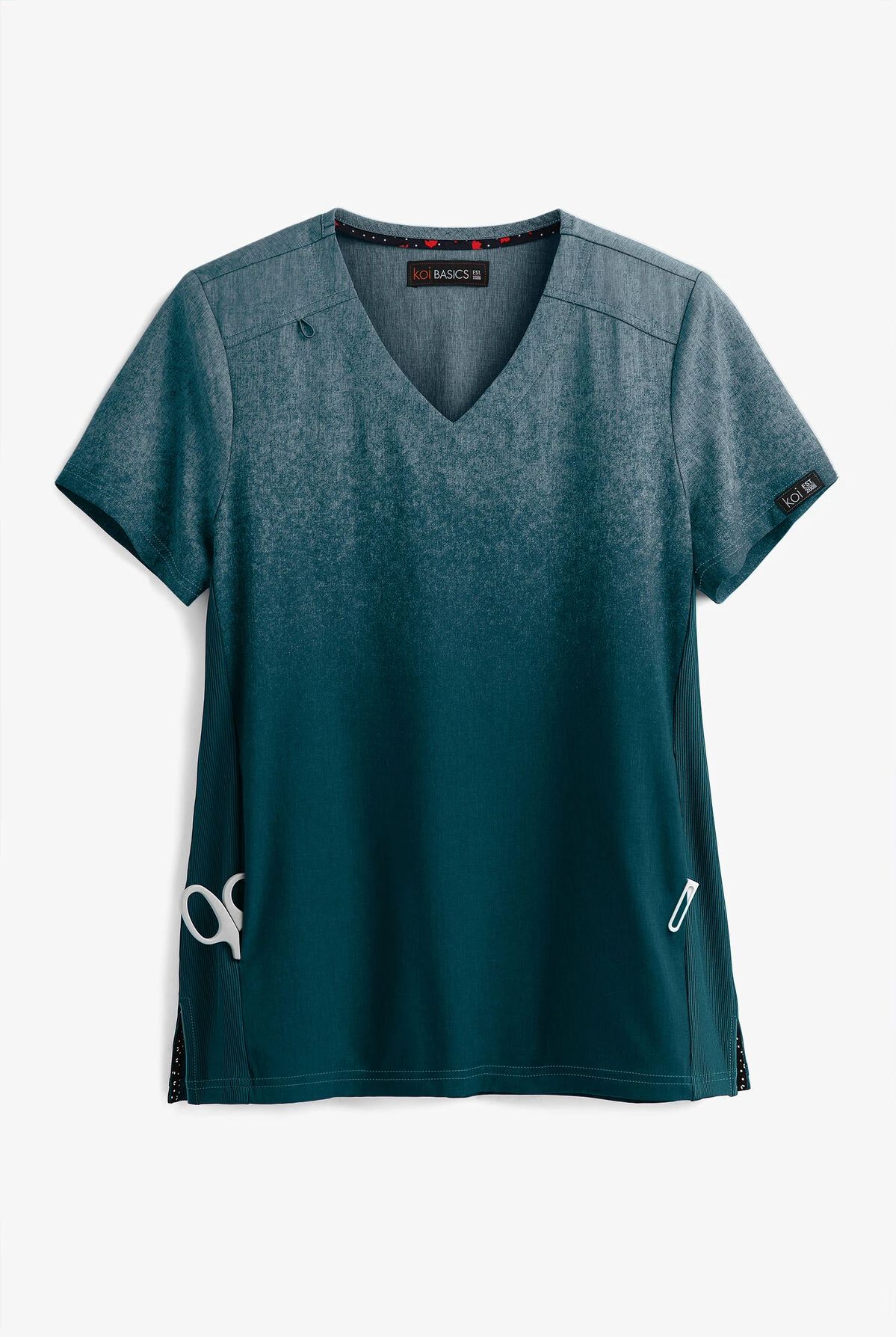 Koi Basics Caribbean Heather Ombre Cali Women's 2-Pocket V-Neck Print Scrub Top 3 Koi Basics Caribbean Heather Ombre Cali Women's 2-Pocket V-Neck Print Scrub Top