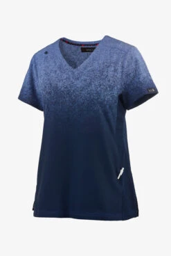 Koi Basics Cali Ombre Heather Galaxy/ Navy V Neck Print Scrub Top -Scrubs Wear Store K1031HGA 3