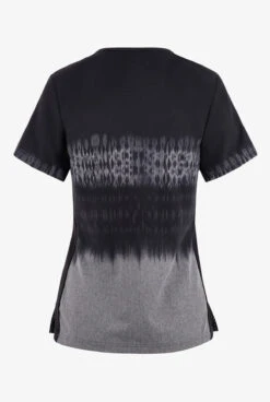 Koi Basics Cali Tie Dye Black/Heather Grey V-Neck Print Scrub Top -Scrubs Wear Store K1031TDB 2