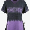 Koi Basics Cali Tie Dye Charcoal/Heather Wisteria V-Neck Print Scrub Top -Scrubs Wear Store K1031TDC 1