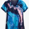 Koi Lite™ Reform Blue Marble Women's 2-Pocket V-Neck Print Scrub Top -Scrubs Wear Store K1045MBL 1