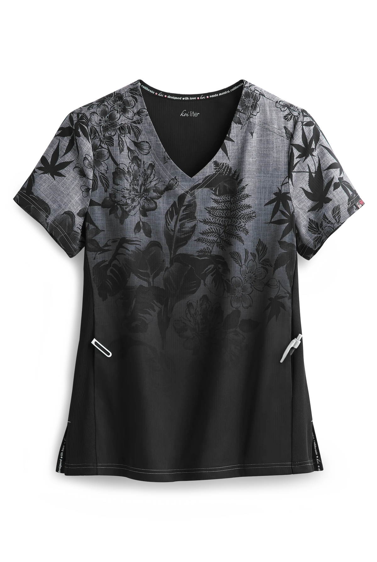 Koi Lite™ Eastern Dreams Platinum Ombre Women's 2-Pocket V-Neck Print Scrub Top 3 Koi Lite™ Eastern Dreams Platinum Ombre Women's 2-Pocket V-Neck Print Scrub Top