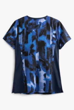 Koi Lite™ STRETCH Watermark Stripe Blues Women's 3-Pocket Mock Wrap Print Scrub Top 5 Koi Lite™ STRETCH Watermark Stripe Blues Women's 3-Pocket Mock Wrap Print Scrub Top -Scrubs Wear Store K1049WBS 2