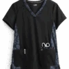 Koi Next Gen Better Than Ever Black Women's 3-Pocket V-Neck Print Scrub Top -Scrubs Wear Store K1051BLK 1
