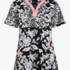 Koi Stretch Woodblack Floral Women's 4-Pocket STRETCH Y-Neck Print Scrub Top 1 Koi Stretch Woodblack Floral Women's 4-Pocket STRETCH Y-Neck Print Scrub Top -Scrubs Wear Store K1054WBF 1