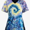 UA Exclusive Koi Lite Groovy Floral Navy/Wisteria/Yellow Women's 2-Pocket V-Neck Print Scrub Top 1 UA Exclusive Koi Lite Groovy Floral Navy/Wisteria/Yellow Women's 2-Pocket V-Neck Print Scrub Top -Scrubs Wear Store K370TDNY 1