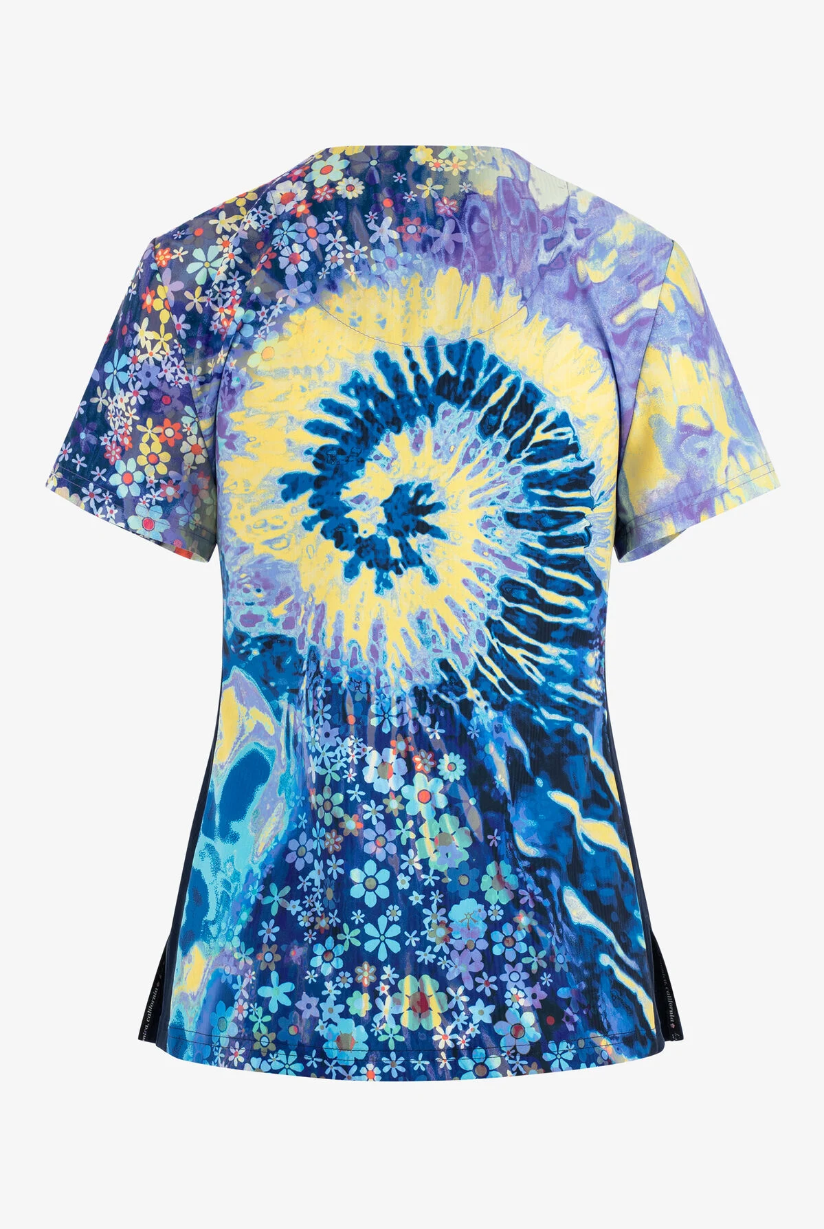 UA Exclusive Koi Lite Groovy Floral Navy/Wisteria/Yellow Women's 2-Pocket V-Neck Print Scrub Top 3 UA Exclusive Koi Lite Groovy Floral Navy/Wisteria/Yellow Women's 2-Pocket V-Neck Print Scrub Top - Image 2