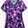 Koi Lite™ Raquel Cheetah Tie Dye Women's 2-Pocket Mock Wrap STRETCH Print Scrub Top -Scrubs Wear Store K385CTD 1