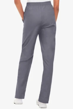 Landau Women's 2-Pocket Elastic Waist Scrub Pants - Petite -Scrubs Wear Store L8320 STEEL 4
