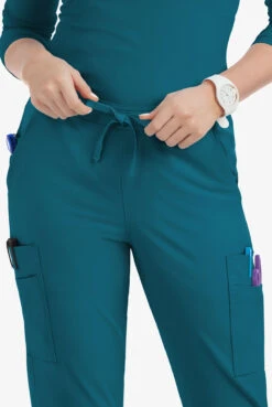 Lauderdale By UA Marina Women's 9-Pocket Flat Front Straight-Leg STRETCH Scrub Pants -Scrubs Wear Store LD695 CARIB 5 HV