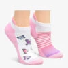Nurse Mates Pink Butterfly/Stripe Women's 2-Pair Multi-Pack Anklet Socks -Scrubs Wear Store LO0047499 1