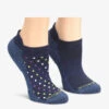 Nurse Mates Navy Dot / Navy Solid Women's 2-Pair Multi-Pack Anklet Socks -Scrubs Wear Store LO0049699 092623 1 S