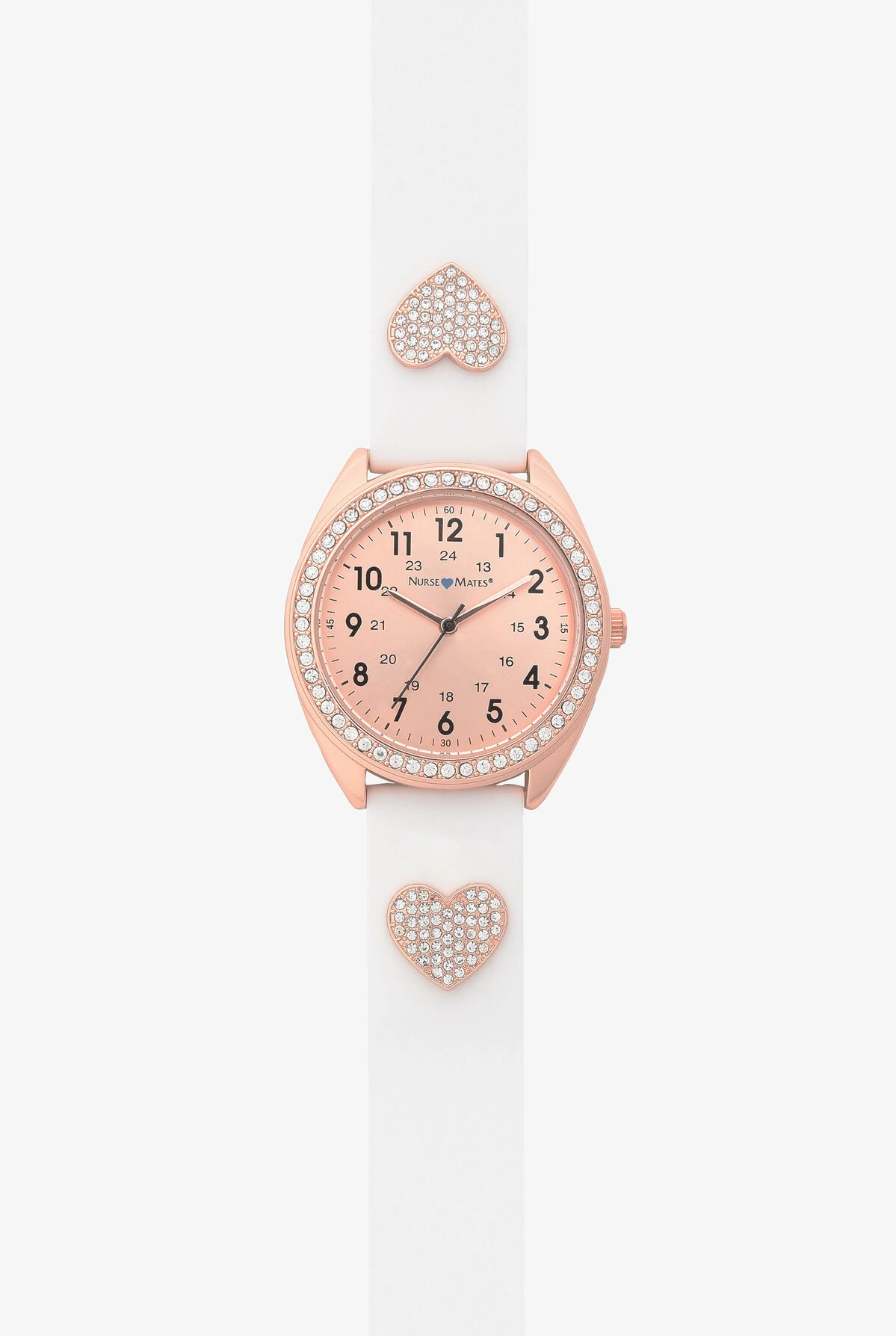 Nurse Mates Pave Heart Ornament Women's Silicone Strap Watch 3 Nurse Mates Pave Heart Ornament Women's Silicone Strap Watch