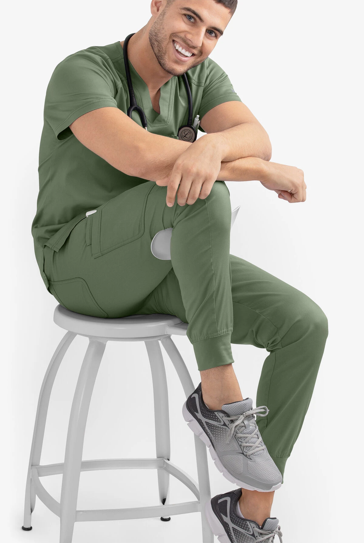 Maevn Matrix Men's 5-Pocket STRETCH Half Elastic Waistband Jogger Scrub Pants 4 Maevn Matrix Men's 5-Pocket STRETCH Half Elastic Waistband Jogger Scrub Pants - Image 2