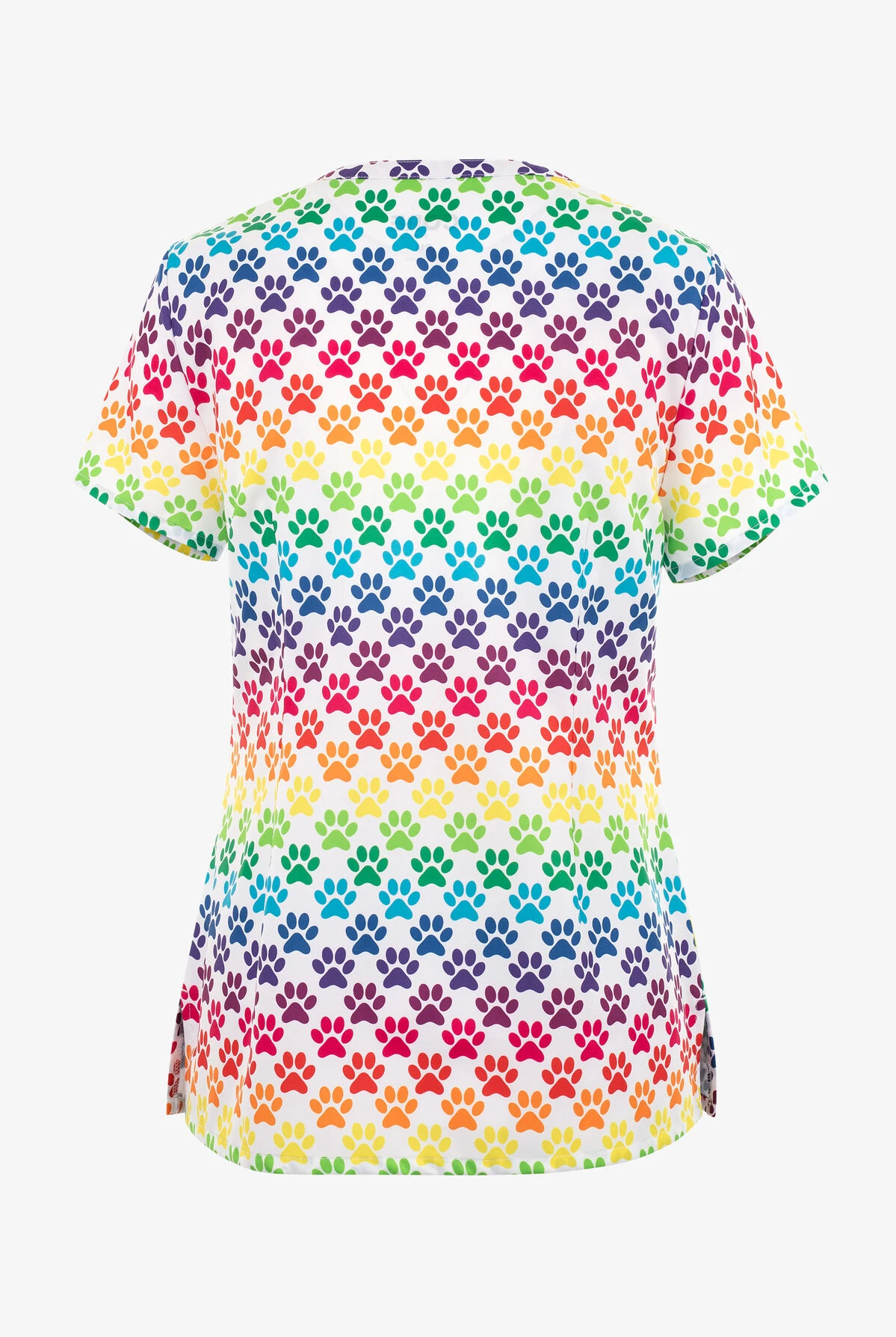 UA Exclusive Maevn Puppy Rainbow Paws Women's 3-Pocket V-Neck Print Scrub Top 4 UA Exclusive Maevn Puppy Rainbow Paws Women's 3-Pocket V-Neck Print Scrub Top - Image 2