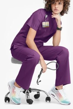 MOVEMENT By Butter-Soft Mira Women's 6-Pocket Wide Leg Scrub Pants -Scrubs Wear Store MBS265 EGGPL 4